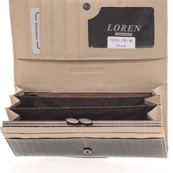Jedinečná černá pololakovaná peněženka - Loren Croko