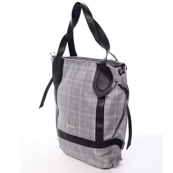 Originální károvaná dámská látková kabelka černá - Delami Saniya