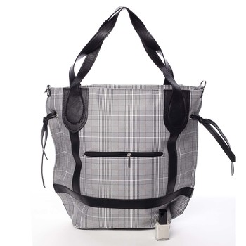 Originální károvaná dámská látková kabelka černá - Delami Saniya