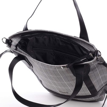 Originální károvaná dámská látková kabelka černá - Delami Saniya