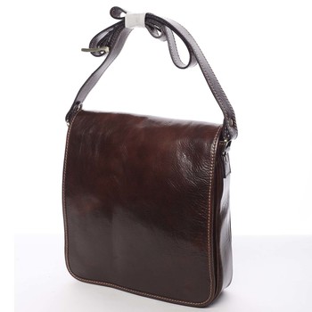 Pánská luxusní kožená taška přes rameno hnědá - ItalY Jamar