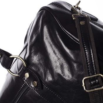 Velká cestovní kožená taška černá - ItalY Equado