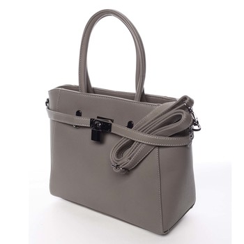 Luxusní stylová menší tmavá taupe kabelka do ruky - David Jones Haless