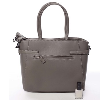 Luxusní stylová menší tmavá taupe kabelka do ruky - David Jones Haless