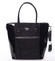 Velká černá luxusní pololakovaná kabelka přes rameno - David Jones Rayly