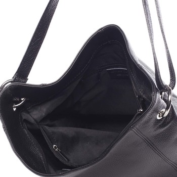 Dámská kožená prošívaná kabelka přes rameno černá - ItalY Achlys