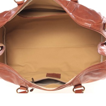 Velká cestovní kožená taška světle hnědá - ItalY Equado