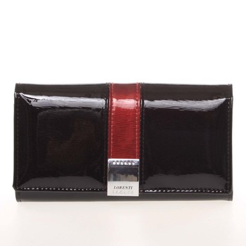 Veľká luxusná lakovaná čierna dámska peňaženka - Lorenti 1140