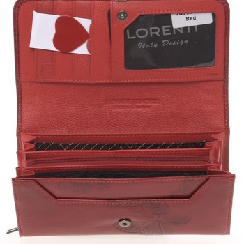 Lehká kožená červená peněženka se vzorem - Lorenti 6110E