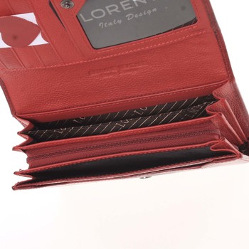 Lehká kožená červená peněženka se vzorem - Lorenti 6110E