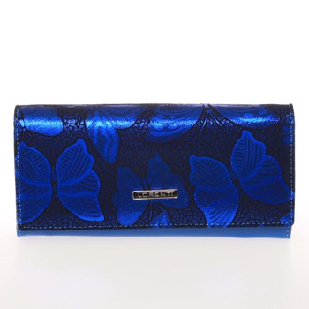 Luxusní hladká kožená modrá peněženka se vzorem - Lorenti 2401F