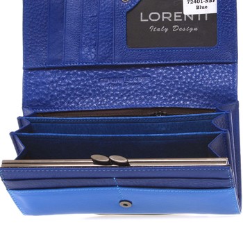 Luxusní hladká kožená modrá peněženka se vzorem - Lorenti 2401F