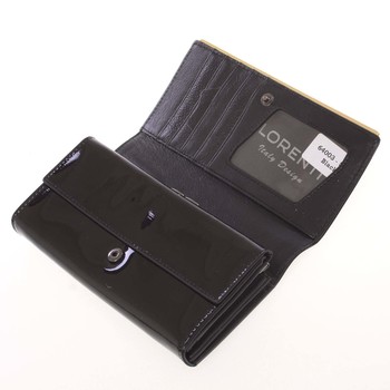 Luxusní lakovaná kožená černá peněženka - Lorenti 64003SH