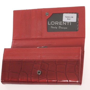 Luxusní lakovaná kožená červená peněženka s kroko vzorem - Lorenti 72401CB