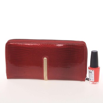 Lakovaná kožená červená peněženka na zip - Lorenti 780RS