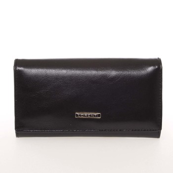 Módní dámská matná kožená peněženka černá - Lorenti GF112SL