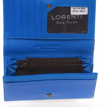Půvabná modro stříbrná kožená peněženka s odleskem - Lorenti 6114N