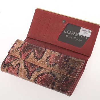 Lakovaná originální kožená červená peněženka - Lorenti 64003DRK