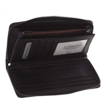 Větší dámská kožená černá peněženka na zip - Lorenti GF119SL