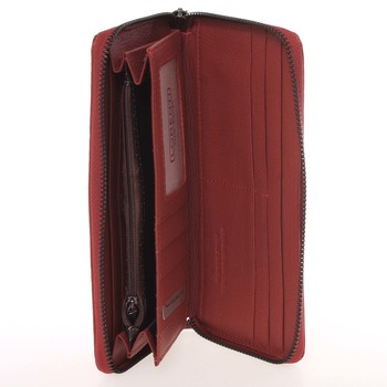 Větší dámská kožená červená peněženka na zip - Lorenti GF119SL