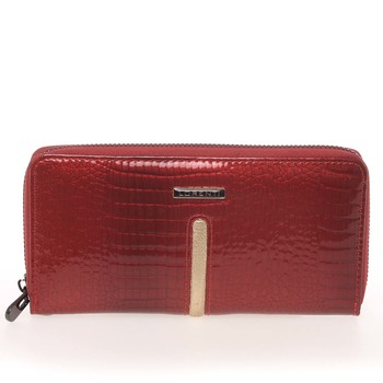 Lakovaná kožená červená peněženka na zip - Lorenti A100RS
