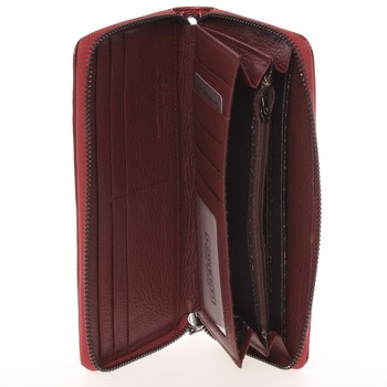 Lakovaná kožená červená peněženka na zip - Lorenti A100RS