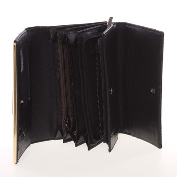 Luxusní kožená lakovaná černá peněženka - Lorenti 4112SH
