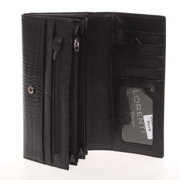Atraktivní kožená lakovaná dámská peněženka černá - Loren GD27RS