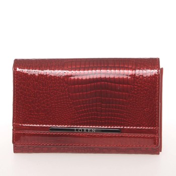 Dámská červená moderní kožená lakovaná peněženka - Loren 0507