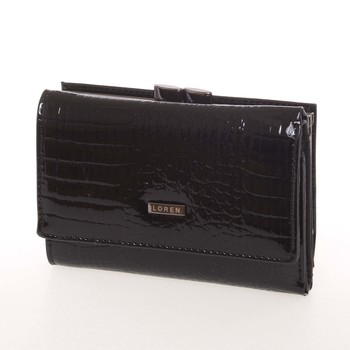 Malá kožená lakovaná dámská peněženka černá - Loren 55282RS 