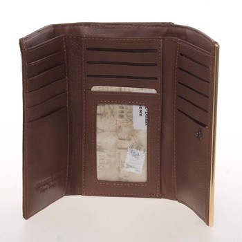 Exkluzivní střední kožená dámská peněženka hnědá - PARIS 55020DSHK