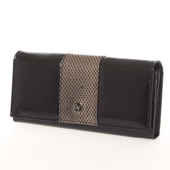Módní dámská polokožená černá peněženka - Cavaldi PX244