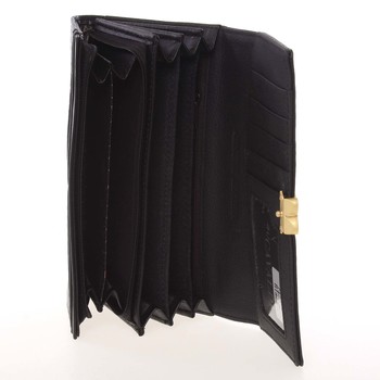 Elegantní dámská polokožená černá peněženka - Cavaldi PX202