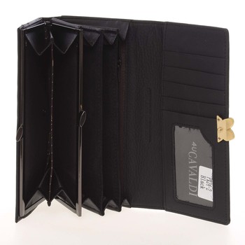 Exkluzivní dámská polokožená strukturovaná černá peněženka - Cavaldi PX242