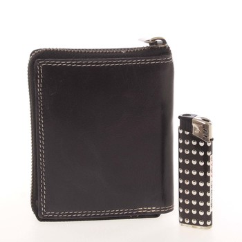 Moderní pánská kožená peněženka na zip černá - BUFFALO Sholto