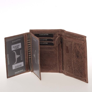 Originální pánská kožená světle hnědá peněženka - ZAGATTO Piers
