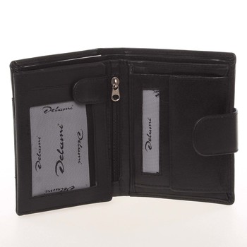Elegantní pánská kožená černá peněženka - Delami Norm