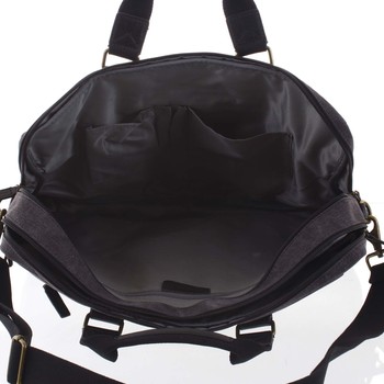 Luxusní větší pánská taška s koženými detaily černá - Gerard Henon Iven