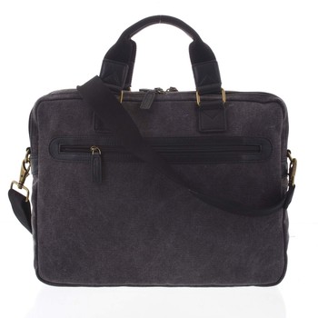 Luxusní střední pánská taška s koženými detaily černá - Gerard Henon Baron