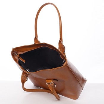 Moderní a elegantní dámská kožená kabelka koňaková - ItalY Achilla