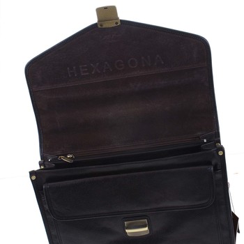 Luxusní pánská kožená aktovka černá  - Hexagona 111006