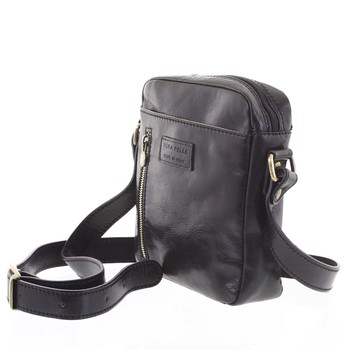 Kvalitní černá kožená pánská taška přes rameno - ItalY Sollis