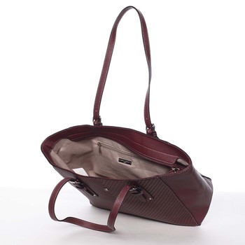 Exkluzivní saffianová dámská kabelka se vzorem vínová - David Jones Melusina
