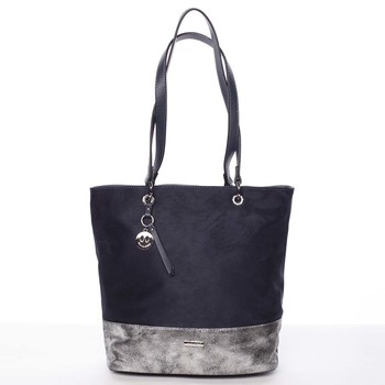 Měkká dámská jemně semišová tmavě modrá kabelka - David Jones Agafia