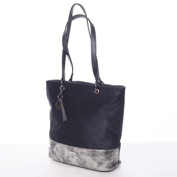 Měkká dámská jemně semišová tmavě modrá kabelka - David Jones Agafia