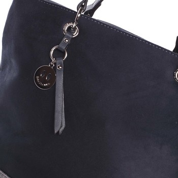 Měkká dámská jemně semišová tmavě modrá kabelka - David Jones Agafia