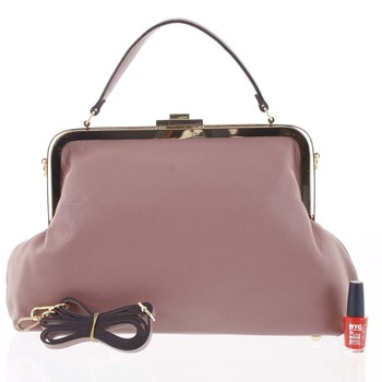 Retro luxusní dámská kožená kabelka starorůžová - ItalY Maty