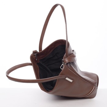 Dámská stylová kožená kabelka přes rameno hnědá - ItalY Acness