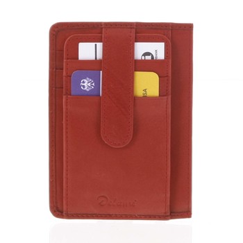 Jednoduchá červená kožená peněženka do kapsy - Delami 9393