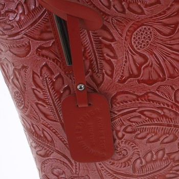 Velká dámská kožená kabelka červená se vzorem - ItalY Afrodite